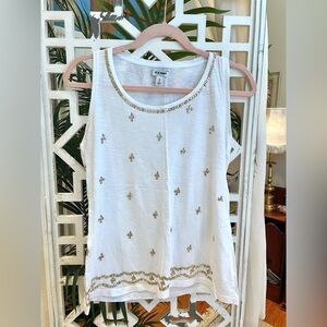 Old Navy White Tank Top with Gold sequins